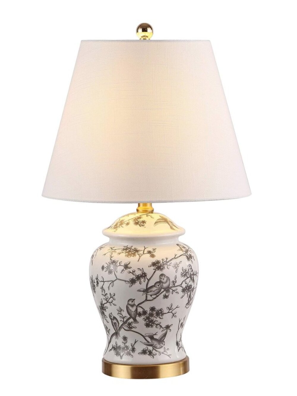 Penelope Ginger Jar 22" LED Table Lamp, Gray/White